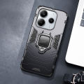 Quiberk for Xiaomi Redmi Note 14 4G 5G Note 14 Pro+ Plus 5G Case Shockproof Armor Metal Ring Stand Holder Hard Protective Cover. 