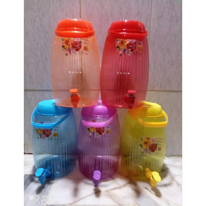 7 Liter Capacity Plastic Crystal Water cooler Bottle Cooler With Tap Water Dispenser Jar - Multicolour