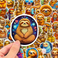 Diy Craft Sticker 50pcs Cute Cartoon Sloth Stickers Waterproof Vinyl Decals for Water Bottles Laptops Skateboards Diverse Animal Patterns Diy Art Decorative Graffiti Stickers Ideal for Scrapbooking. 