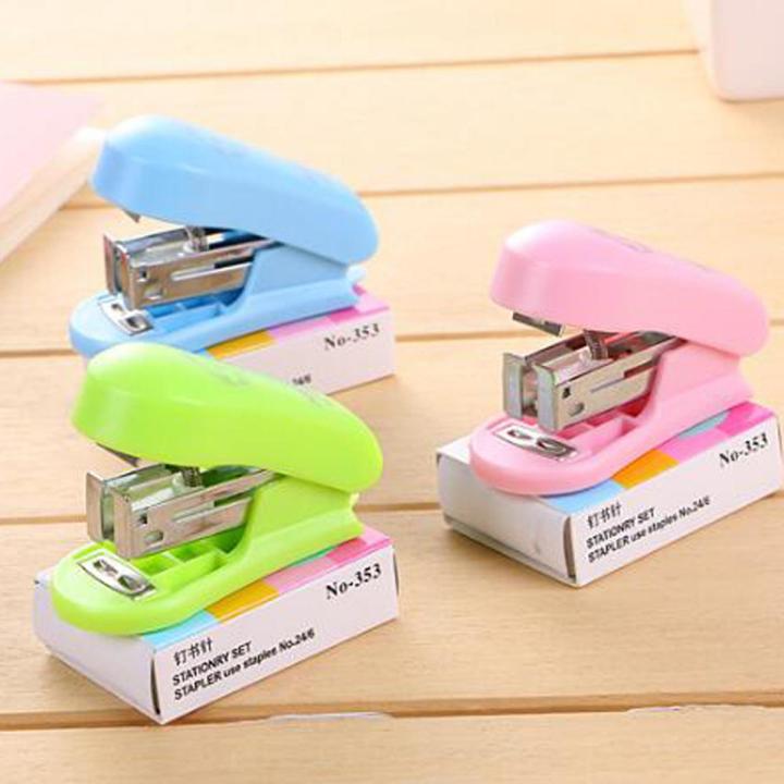 Creative Mini Stapler And Staple Set 400 Staples Cute Student Stationery Office Supplies Three Colors Optional