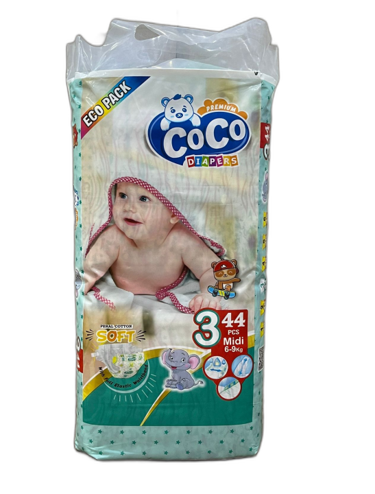COCO Baby Diapers Medium 44pcs Economy Pack (6-9kgs)