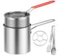 frying pot with strainer, oil filter pot, cooing pot Portable Cooking Pot with Strainer Basket French Fries Fryer 304 Stainless Steel for French Fries Chicken Fry. 