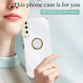 For Huawei Y8P Back Cover with Ring Holder Stand Plating Square Bumper Protective Case Camera Lens Protection Soft Silicone Shockproof Mobile Phone Cases. 