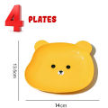 4/8Plate Cartoon Bear Shape Reusable Plate Food Grade Plastic Multi-function Creative Spit Bone Dish Household Dish Elliptical Plate Set Dining Table Garbage Platel. 