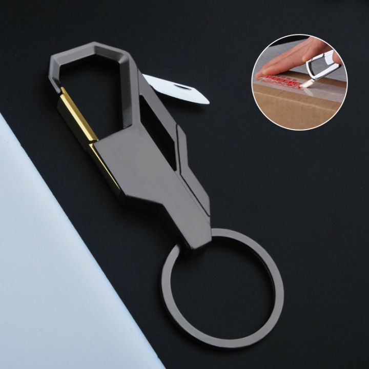 Multifunctional Hidden Mini Knife Keychain For Woman Men Simple Alloy Waist Buckle Hanging Key Chains Key Accessories