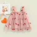 Toddler Kids Girls Princess Dress Daisy/Fruit Embroidery Sleeveless Sling Dress Summer Casual Mesh Tulle Fluffy Dress. 