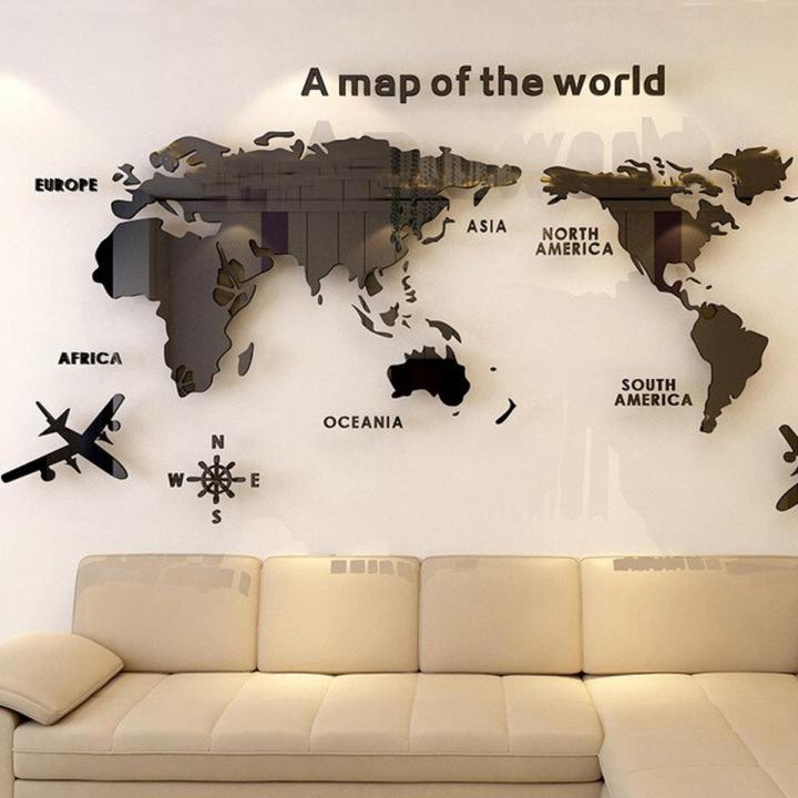 World Map Acrylic Solid Crystal Bedroom Wall With Living Room Classroom Stickers Office Decoration Ideas