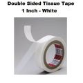 Super Strong Powerful Adhesive Double Sided Tissue Tape For Mounting Fixing Pad Sticky - 1 Inch - White. 