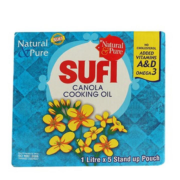 Sufi Canola Cooking Oil Stand up Pouch 1Ltr x 5