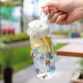 【Free 2D 3D Stickers】400ML Cartoon Water Bottle With Straw And Strap Portable Water Bottle BPA Free Plastic Water Bottle Large Capacity Outdoor Sports Fitness Water Bottle. 