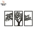 Lifestyle Glory Brand 3D Wooden Tree Wall Art Decor 3 Pieces Black High Quality Gift Ideas Modern Nature Home Office Décor I Wall art I Wall art I Wall art for room decoration I Wall art for room I Wall art for bedroom. 