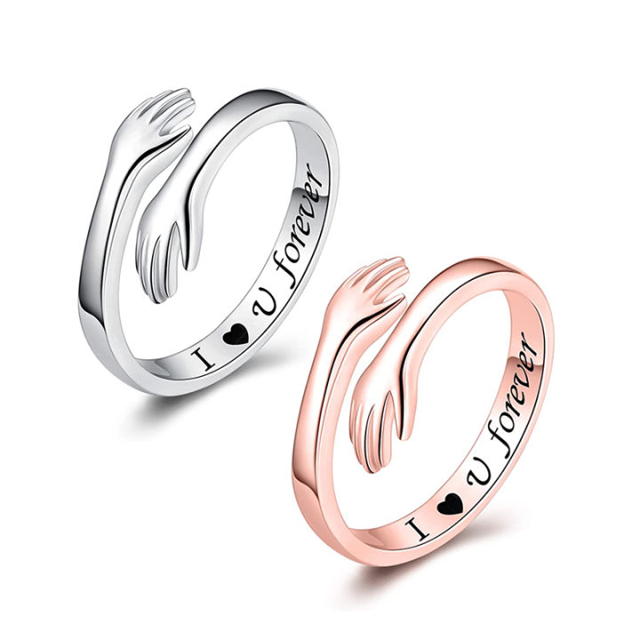 Wholesale Hug Ring Adjustable I Love You Forever Couple Hugging Rings For Women Men