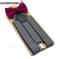 SHOWERSMILE Bow Tie Suspenders Men Plaid Mens Suspenders Braces for Trousers British Vintage Women Shirt Suspender Pants 3.5cm. 