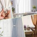 2 PCS Magnetic Pearl Curtain Buckle Magnetic Curtain Tiebacks Convenient Drape Tie European Style Decorative Weave Rope Curtain Rings & Buckles Holder for Window Sheer Blackout Draperies, Braided Straps Ball Buckles,  Parday. 
