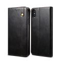 For iPhone XS Max Simple Wax Crazy Horse Texture Horizontal Flip Leather Case with Card Slots & Wallet. 