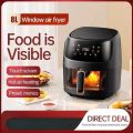 New Air Fryer, Premium 8-Liter Air fryer 6.5-Qt,, 8-In-1 Presets, Healthy Cooking | DIY Oil-less Airfryer with Visible Cooking Window - Best Quality & Customizable Temp/Time. 