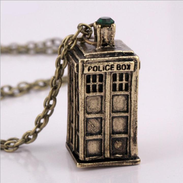 Tardis Necklace Police Box British Telephone Booth London Uk Time Lord Vintage Who Pendant Movie Jewelry Women