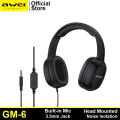 Awei GM-6 Over-ear Gaming Wired Headphones With Mic 3.5mm Plug Noise Canceling Earphones Head-mounted Gaming Exclusive Headphones Gaming Headset. 