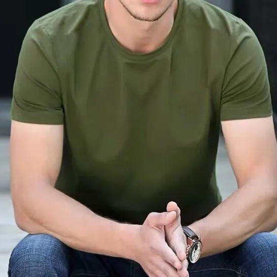 Plain%20Army%20Green%20Tshirt%20Half%20Sleeve%20Tee%20Top%20t%20shirt%20Plain%20T-Shirt%20Round%20Neck%20tshirt%20For%20Mens%20-%20Image%205