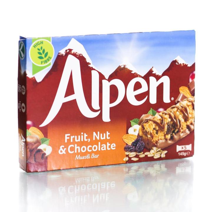 ALPEN FRUIT, NUT & CHOCOLATE MUESLI BAR – 145G