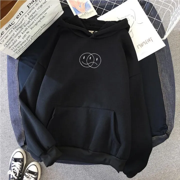 Black%20Happy%20Or%20Sad%20Fleece%20Full%20Sleeves%20Pull%20Over%20Hoodie%20For%20Women%20-%20Stay%20Cozy%20And%20Express%20Your%20Mood%20With%20A%20Fleece%20Hoodie%20-%20Image%202
