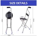 Multipurpose 2 in 1 Ergonomic Design Folding Walking Stick Stool Stainless Steel Walking Chair for the Elderly. 