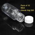 12 Zam Zam Bottle, Empty 60ml Capacity Transparent PET material for Keeping Aby Zam Zam Water as Tabarruk, Umra Special, Hajj Accessories. 