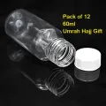 12 Zam Zam Bottle, Empty 60ml Capacity Transparent PET material for Keeping Aby Zam Zam Water as Tabarruk, Umra Special, Hajj Accessories. 