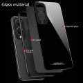 Biruiqu For VIVO Y28 Shockproof Tempered Glass Back Soft Silicone Edge Black Case Cover Casing. 