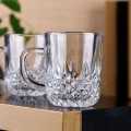 DELISOGA Pack of 1 Glass Tea Coffee Mug with Large Handle Fine Diamond Cut Design Transparent Glass  (Clear, Cup Set). 