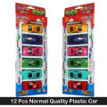 12 Pcs Set - Plastic Car Toy Free Wheel Normal Quality Toys For Kids Boys Girls Baby Babies Fun Playing Racer Vehicle. 