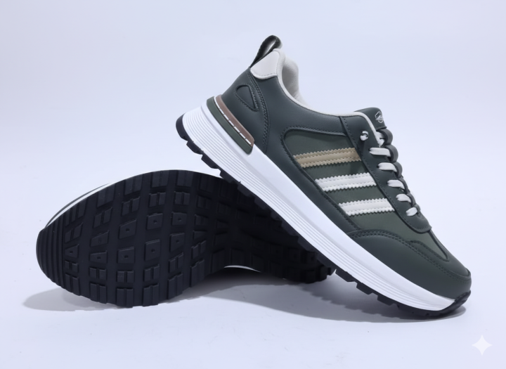 Men’s Matte Grey Sneakers – H Stripe Design & Comfort Midsole | Daraz.pk