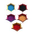 Hexagon Dice Tray PU Leather Double Sided Office Supplies Larger Size Dice Rolling Tray for Table Games Candy Keys Jewelry Coins. 