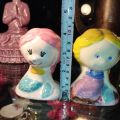 Vintage / Antique Pair of Cute Handmade n Hand Painted Ceramic Mermaid Figurines. 