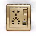 Gold 2 USB input multi switch socket  china fitting 2 USB multi switch socket witch plates switch plate. 