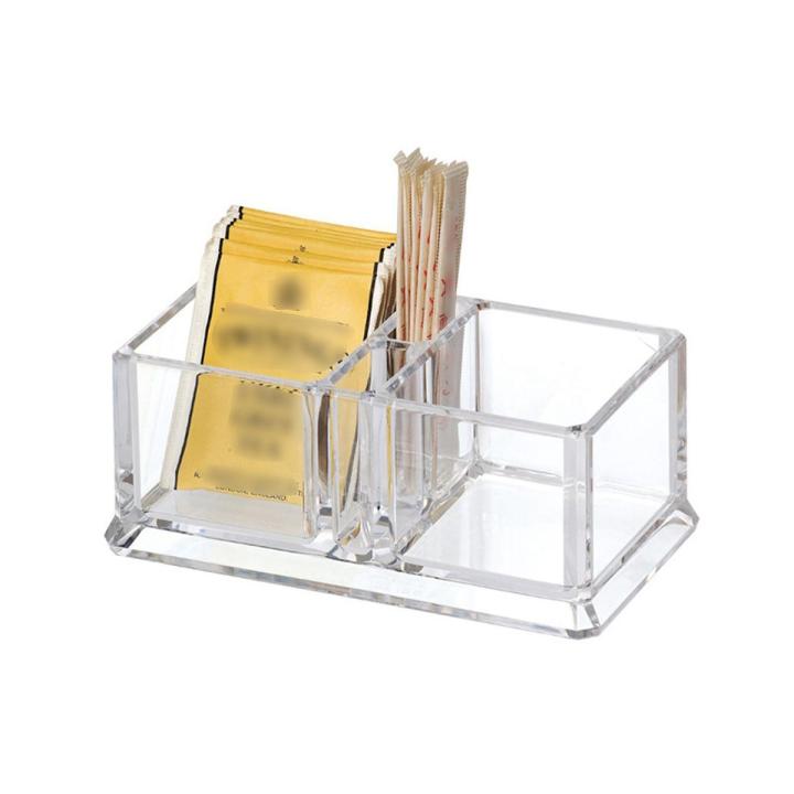 2 Lattices Clear Acrylic Tea Bags Holder Coffee Sugar Bag Boxes Acrylic Storage Organizer Case 15X8X6cm