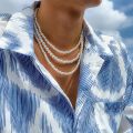 Kunjoe 3pcs/set White Imitation Pearls Choker Necklace For Men Bohemian Pearl Beaded Neck Women Jewelry Collar Accessories. 