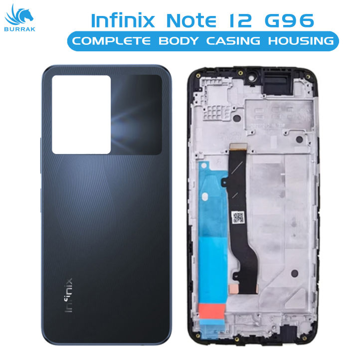 Infinix Note 12 G96 Housing Middle Frame With Side Button Complete Body Casing Replacement For Note 12 G96 - Black
