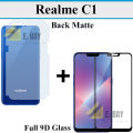 Realme C1 Full Black 9D|5D|6D|10D|11D|21D Tempered Glass Screen Protector Full Glue Edge To Edge + Back Matte Protector Soft Skin Sheet Soft Film Protection For Realme C1. 