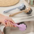 Stainless Steel Long Handle Wire Ball Brush Kitchen Hanging Cleaning Brush Pan Kitchen Dish Handle Washing Tool. 