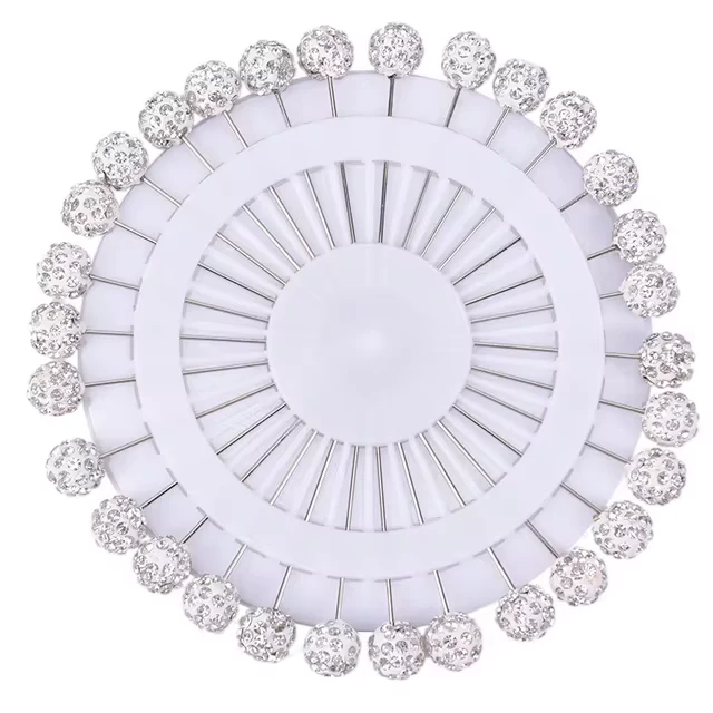 White Crystal Ball Pack Hijab | Scarf | Safety Pins Pack Of 15 Pins  & 30 Pins