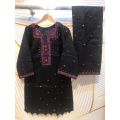Embroidery two PCs suit in khadi for women winter collection. 