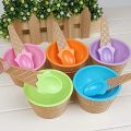 2Pc Set Ice Cream Solid Bowl with Spoon, Plastic BPA-Free Ice Cream Cone Shape Cup.. 