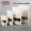Pack of 3 Natural Kraft paper Stand up pouch Zipper bags with Window White color three sizes available. 