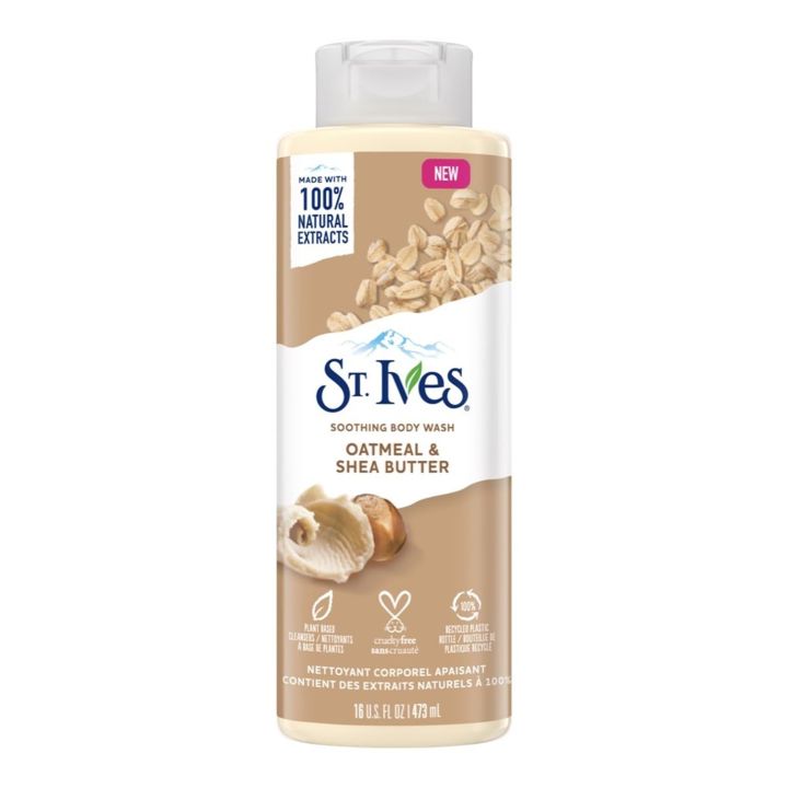 St. Ives Soothing Body Wash Moisturizing Cleanser Oatmeal & Shea Butter Made with Plant-Based Cleansers & 100% Natural 473 ml