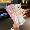 chenyyka For OPPO Reno Z Case Plating Side Edge Square New Design Phone Cases Clear Bear Pattern Silicone Casing Full Back Cover Camera Protect Shockproof Softcase. 