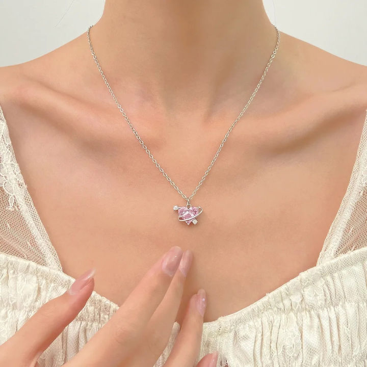 Korean%20Jewellery%20Silver%20Chain%20With%20Crystal%20Zirconia%20Pendant%20Aesthetic%20Jewellery%20For%20Girls%20-%20Image%205