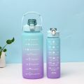 3pcs | 2pcs 1pcs PMotivational Water Bottle With Straw, Bottle & Straw Cleaner, Gradient Color Drinking Water Bottle For Girls And Female Gym With Handle, Portable Water Bottle For School, Fitness, Outdoor Sports, BPA Free Grade Plastic Travel. 