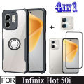 Infinix Hot 50i Shockproof Phone Case for Infinix Smart 9 4 in 1 Camera Lens Glass Screen Protector + Panda Mobile phone holder. 