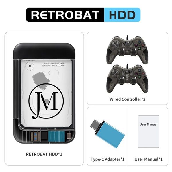 JMachen Hyper Base RB2 Portable Retrobat External Game HDD 100000+Games For PS2/PS1/Wii/PSP/N64/MAME/DC/SS For Laptop/PC/Windows